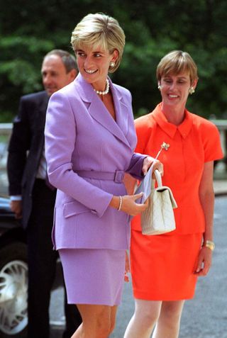 Princess Diana in a purple suit