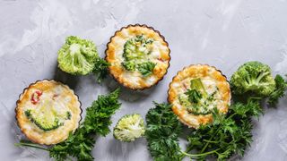 Broccoli, leek and blue cheese tartlets