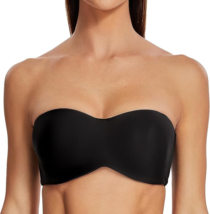 MELENECA, Meleneca Women's Strapless Minimizer Multiway for Large Bust Unlined Seemless Underwire Bandeau Bra Black 30a