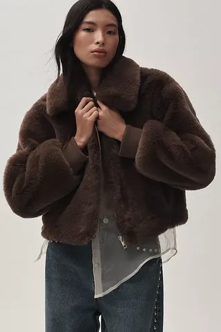 Maeve Cropped Faux-Fur Coat