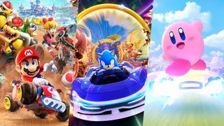 Three Nintendo Switch 2 racing games: Mario Kart World, Sonic Racing CrossWorlds, Kirby Air Riders