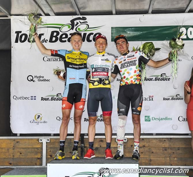 Final GC podium: Rob Britton, Tom Skujins, Serghei Tvetcov