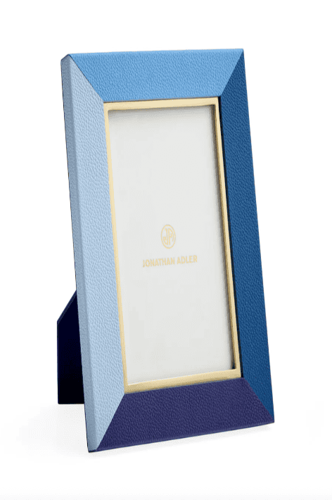 blue leather photo frame
