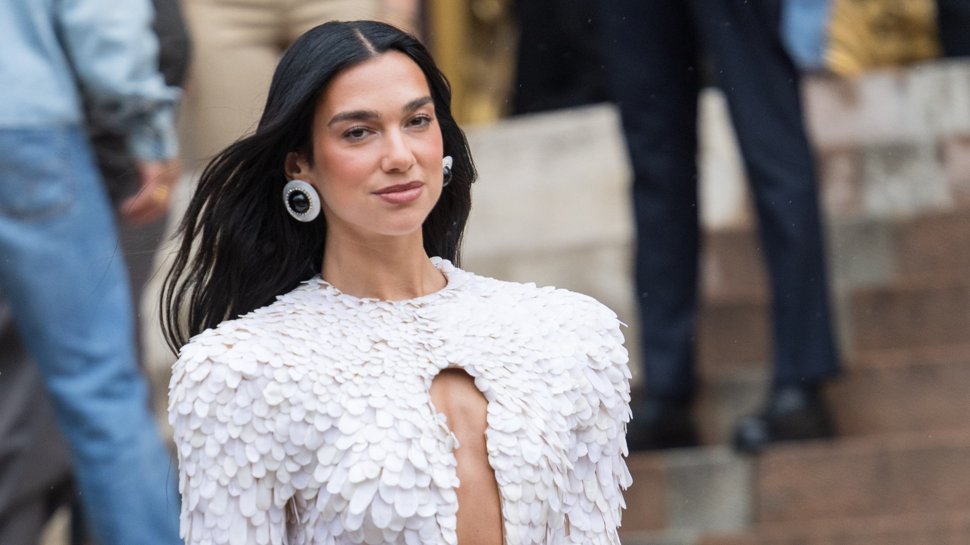 Dua Lipa photographed during Haute Couture Week in Paris.