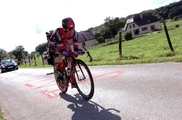 Defending Tour de France champion Cadel Evans (BMC) still holds second overall, but now trails Bradley Wiggins by nearly two minutes.