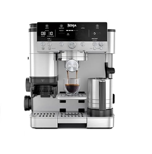 Ninja Luxe Premier 3-In-1 Coffee Machine, Latte, Cappuccino, Cold Brew & Espresso Maker With Built in Bean Grinder & Milk Frother, Easy to Use, 4 Automated Froth Presets, Silver, Es601uk