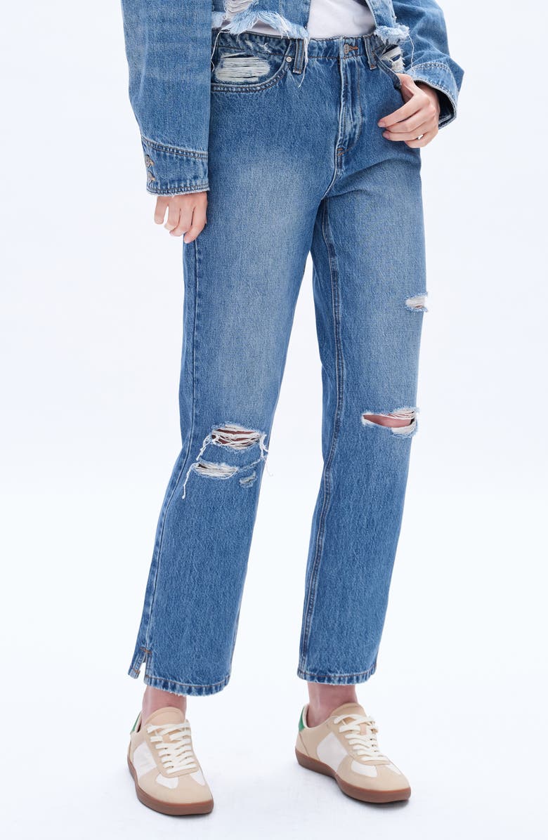 High Rise Distressed Mom Jeans