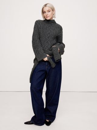 banana republic, Cashmere Cable-Knit Cropped Sweater With Vented Back