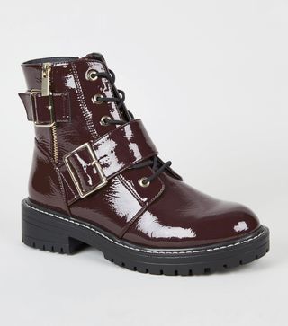 Dark red patent boots, £34.99, New Look