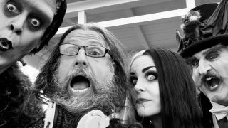 Rob Zombie on set with the cast of The Munsters