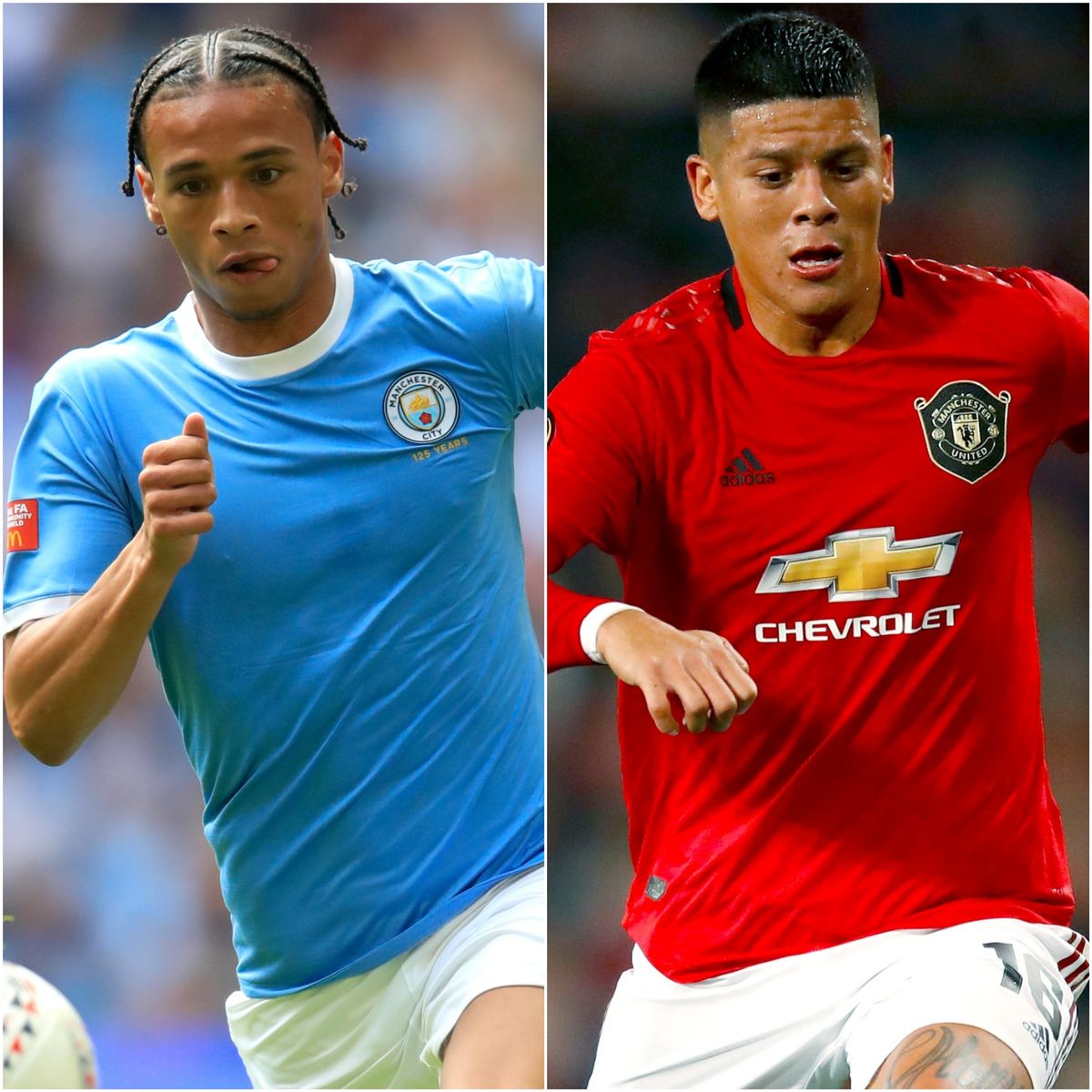 Leroy Sane/ Marcos Rojo (Adam Davy/Martin Rickett/PA)