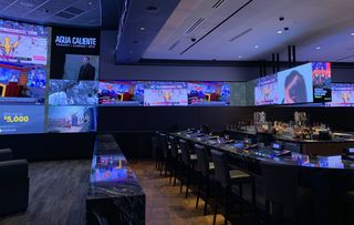 360 Sports boasts 2,300 square feet of LED displays comprising a main LED wall, an LED bar back, a “Dogbone” LED wall and an entry LED wall, which surround table and bar seating.
