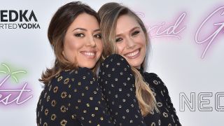 Elizabeth Olsen and Aubrey Plaza wearing matching black dresses at the Ingrid Goes West premiere.