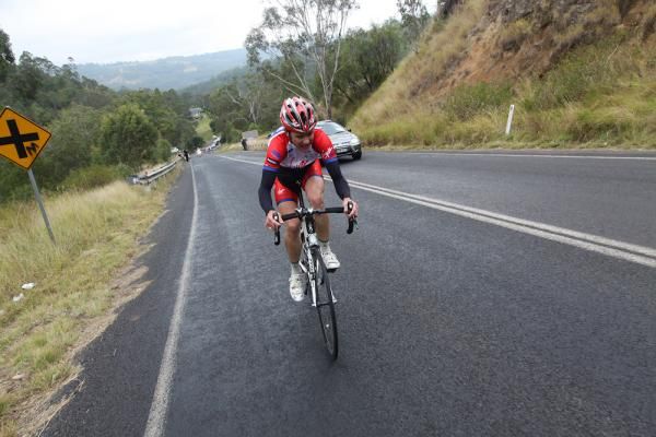 Cameron Peterson from Virgin Blue RBS Morgans squad soloing up the last climb on his way to victory of stage 3.