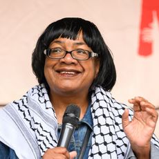 Diane Abbott speaks during a protest over benefits cuts organised by People's Assembly on June 7, 2025 in London