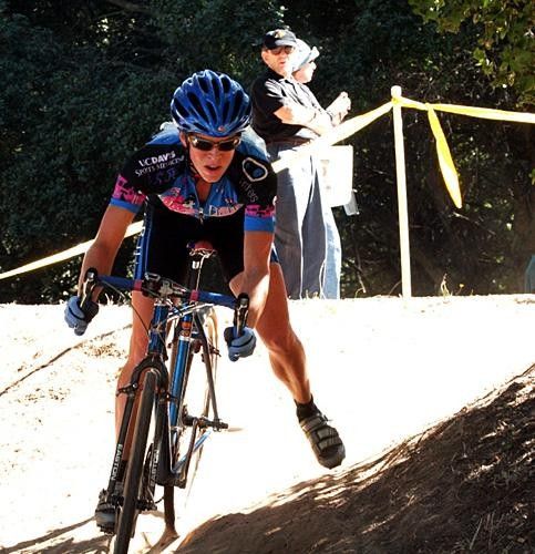 Barbara Howe steadies herself around a tricky corner