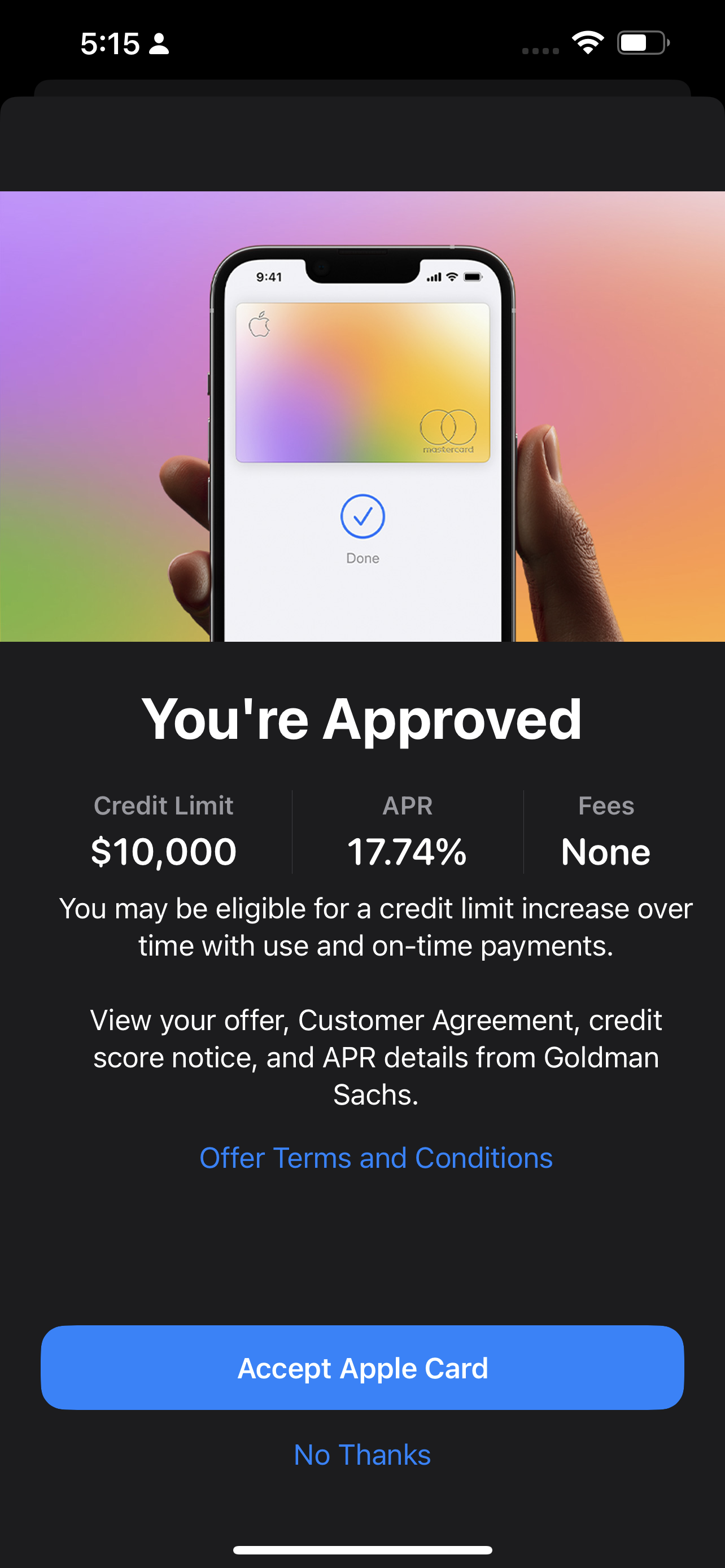 Apple savings Account approval