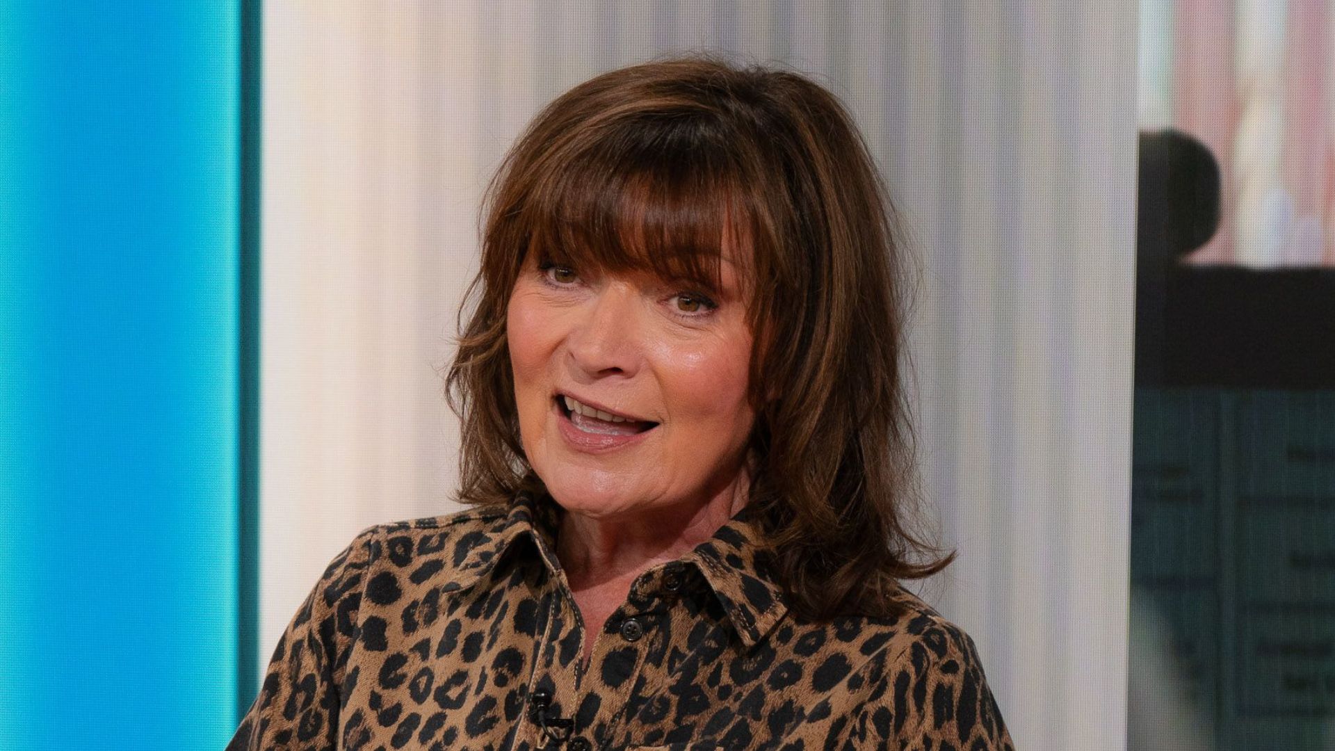 Lorraine Kelly wearing Hush leopard print denim midi dress