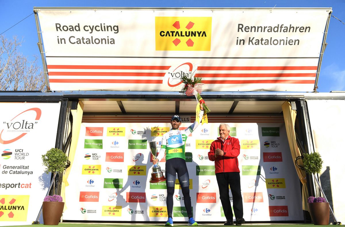 Alejandro Valverde (Movistar) in the leader's jersey