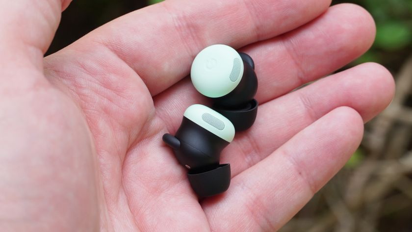 The Google Pixel Buds Pro 2 in the Mint colorway.