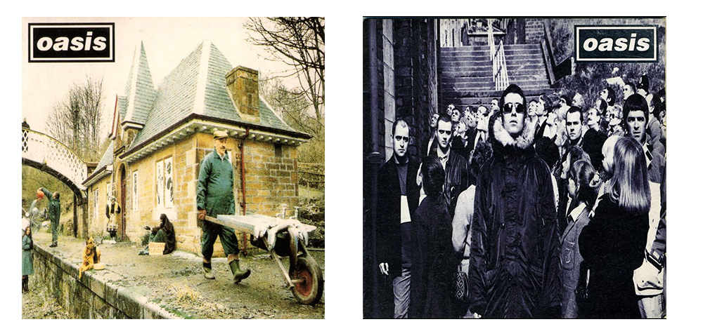 Two Oasis record cover designs