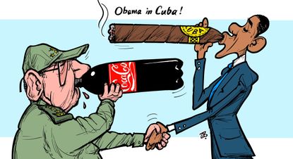 Obama cartoon World Cuba 2016
