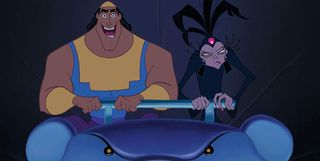 Kronk and Yzma in Emperor's New Groove rollercoaster to evil lab
