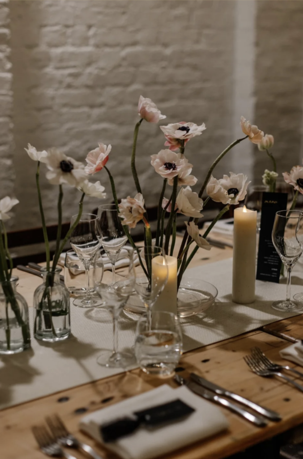 table set with flowers