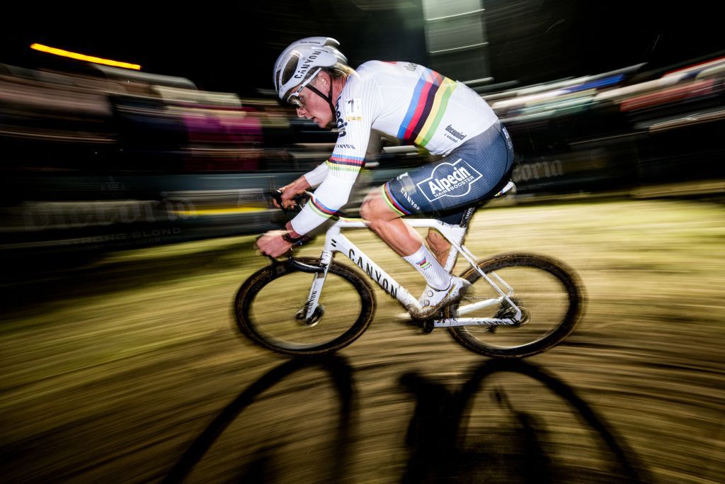 Dutch Mathieu Van Der Poel pictured in action during the men elite race of Cross Diegem cyclocross cycling event, Thursday 28 December 2023 in Diegem, stage 7/8 in the Superprestige cyclocross cycling competition. BELGA PHOTO JASPER JACOBS (Photo by JASPER JACOBS / BELGA MAG / Belga via AFP)