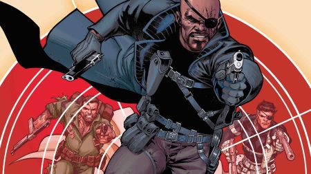 Several versions of Nick Fury.