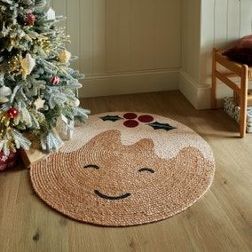 Christmas Pudding Jute Round Rug