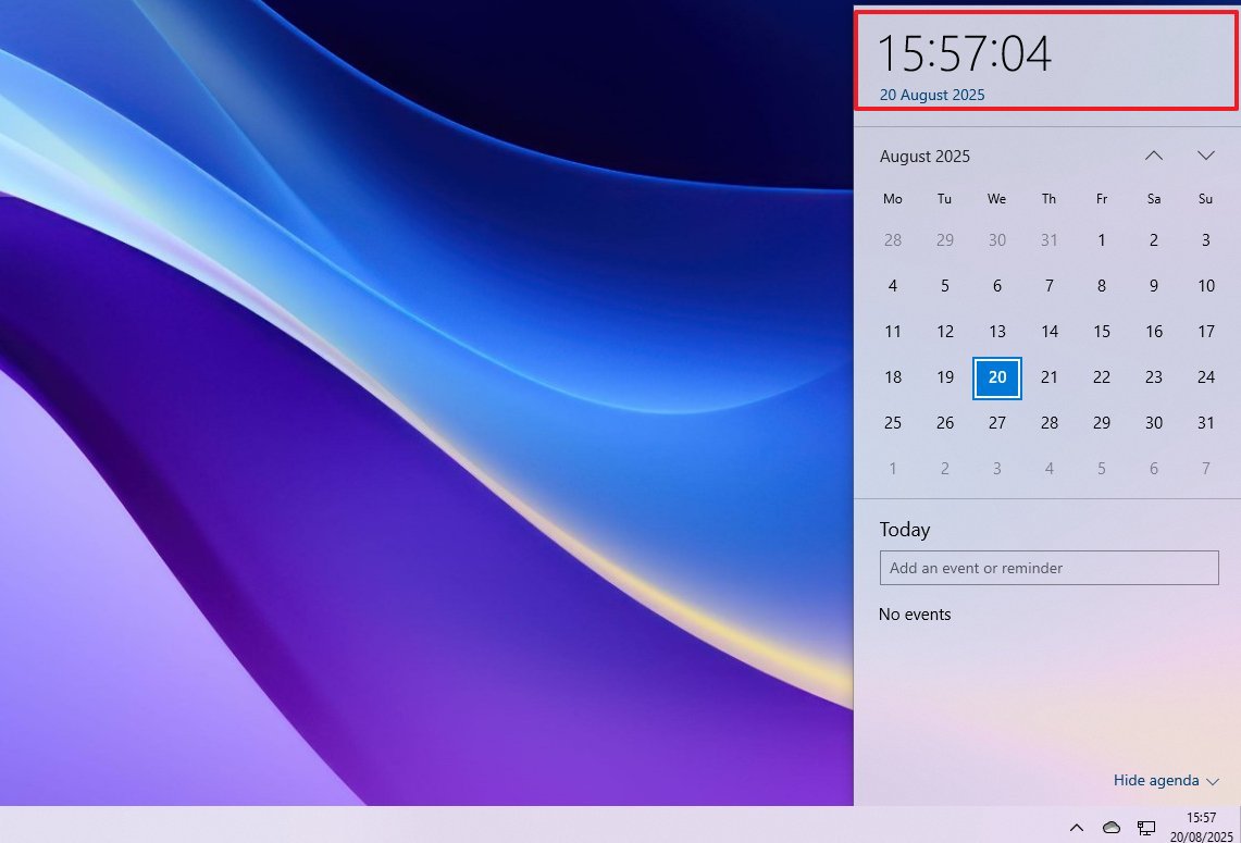 Calendar with seconds