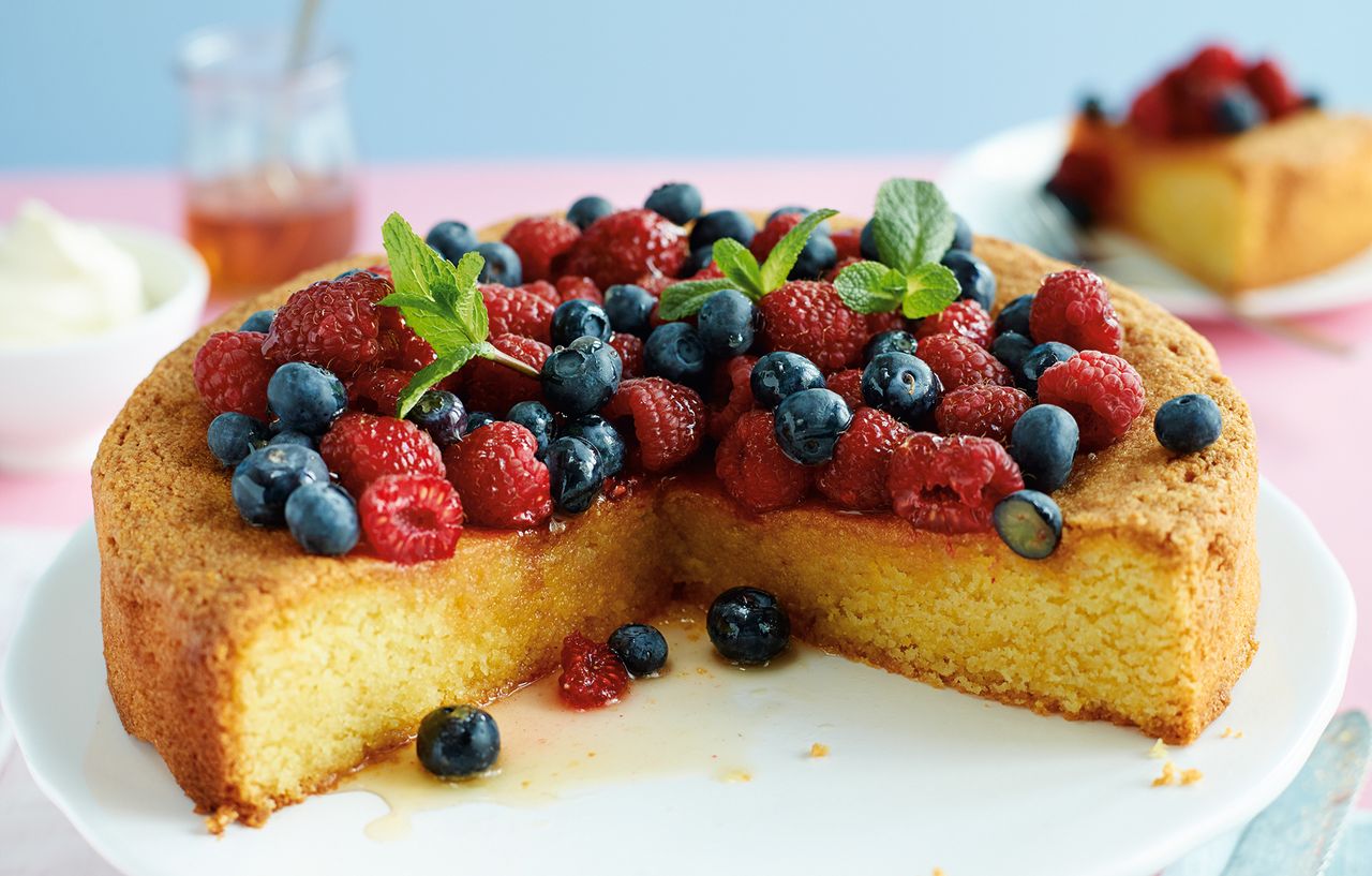 lemon polenta cake with honey drizzle