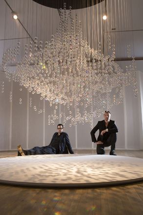 Design duo Fredrikson Stallard, with their 'Pandora' chandelier, created for Swarovski