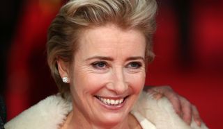 British actress Emma Thompson arrives on the red carpet for the BAFTA British Academy Film Awards at the Royal Opera House in London on February 16, 2014. AFP PHOTO / ANDREW COWIE(Photo credi