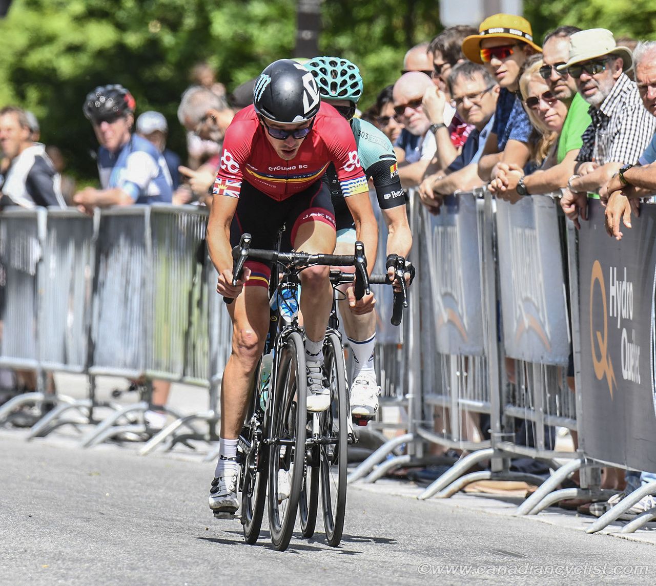 Jordan Cheyne (Cycling B.C) and Griffin Easter (303 Project) caught the bunch.