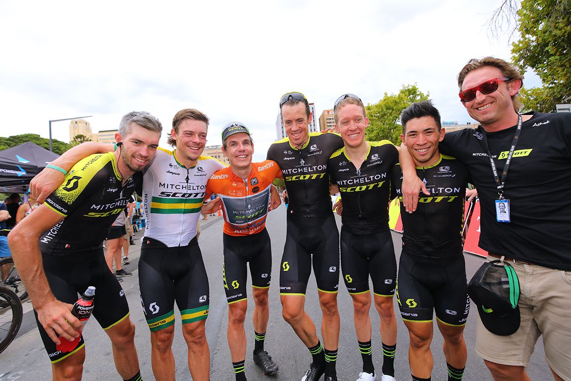 The happy winning team of Mitchelton-Scott after the finish