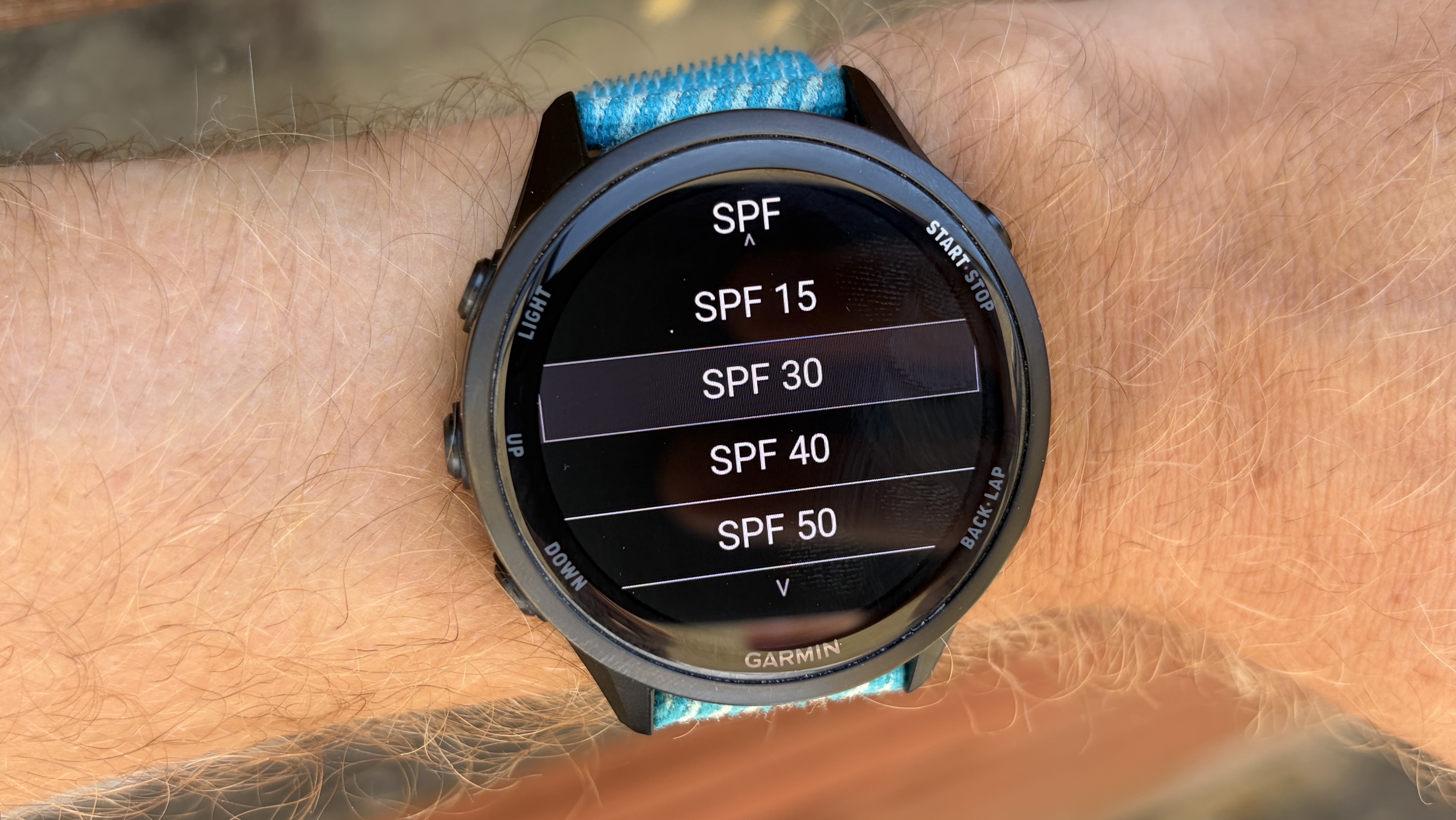 SunAlert app on Garmin Forerunner 970