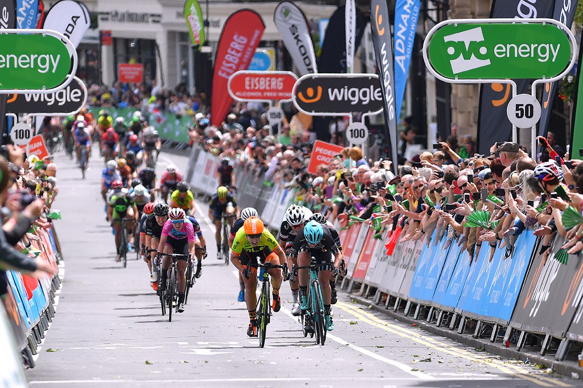 Chloe Hosking en route to a stage 3 win at the Ovo Energy Women's Tour