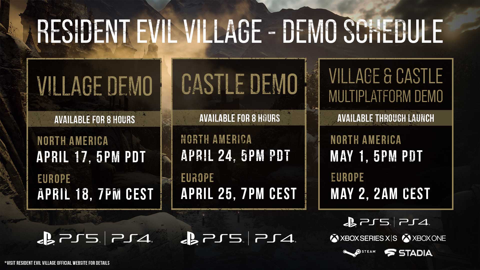 resident evil village demo times