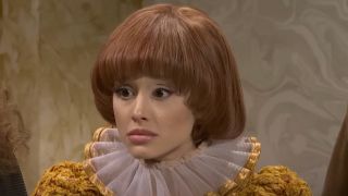 Ariana Grande wearing a bob as Antonio on Saturday Night Live.