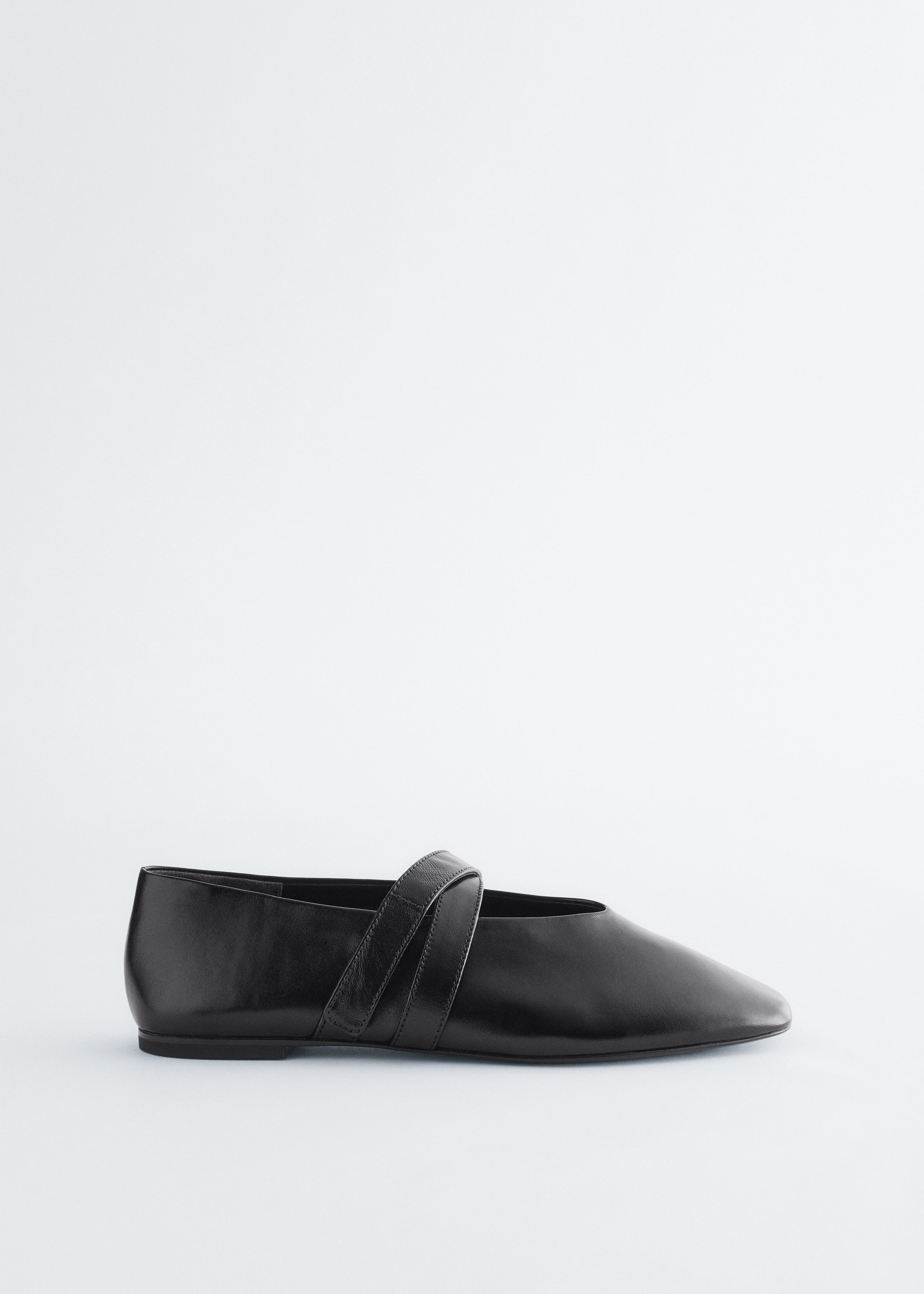 Cross-Strap Leather Ballet Flats