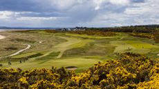 A view from above of Royal Dornoch Golf Club