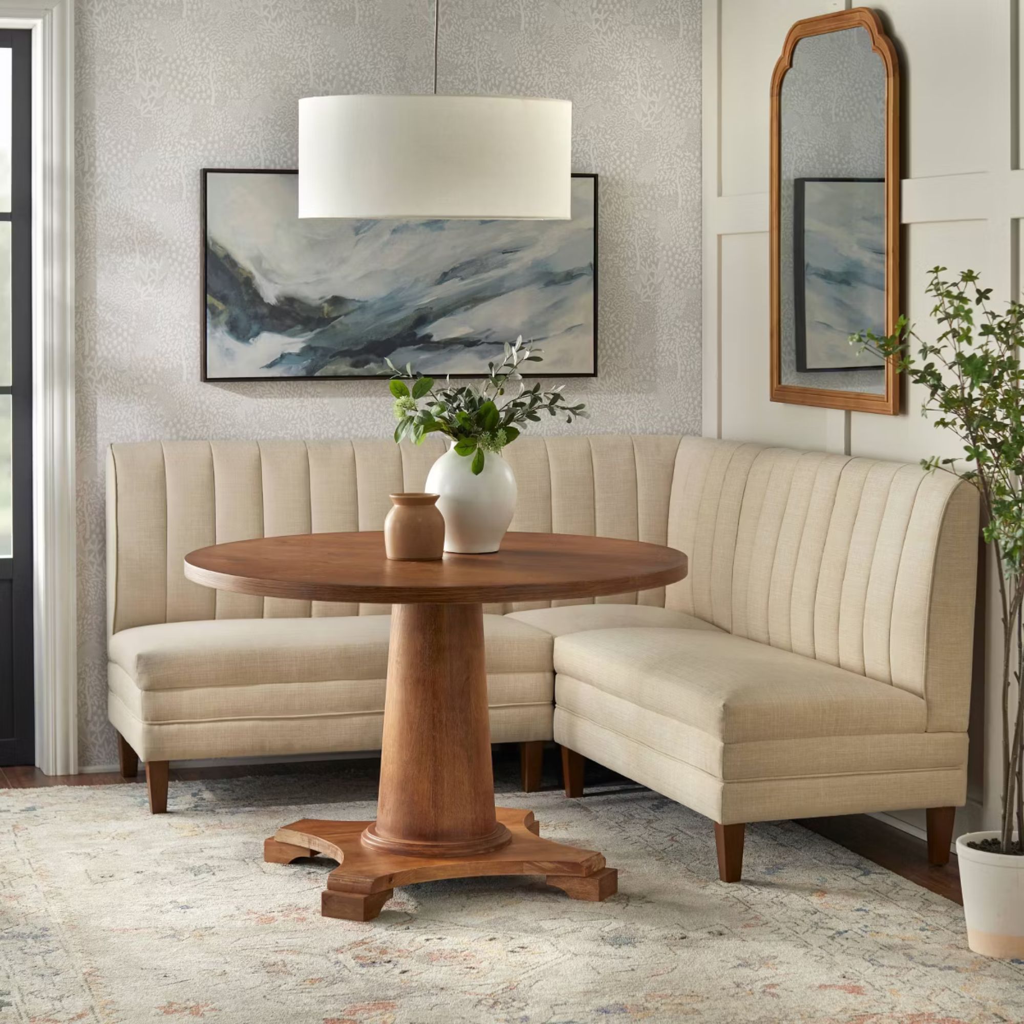 Lifestorey Kerrington Channel Back Banquette Bench Cream