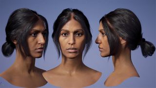  Clans concept art showing a woman's head from three different perspectives