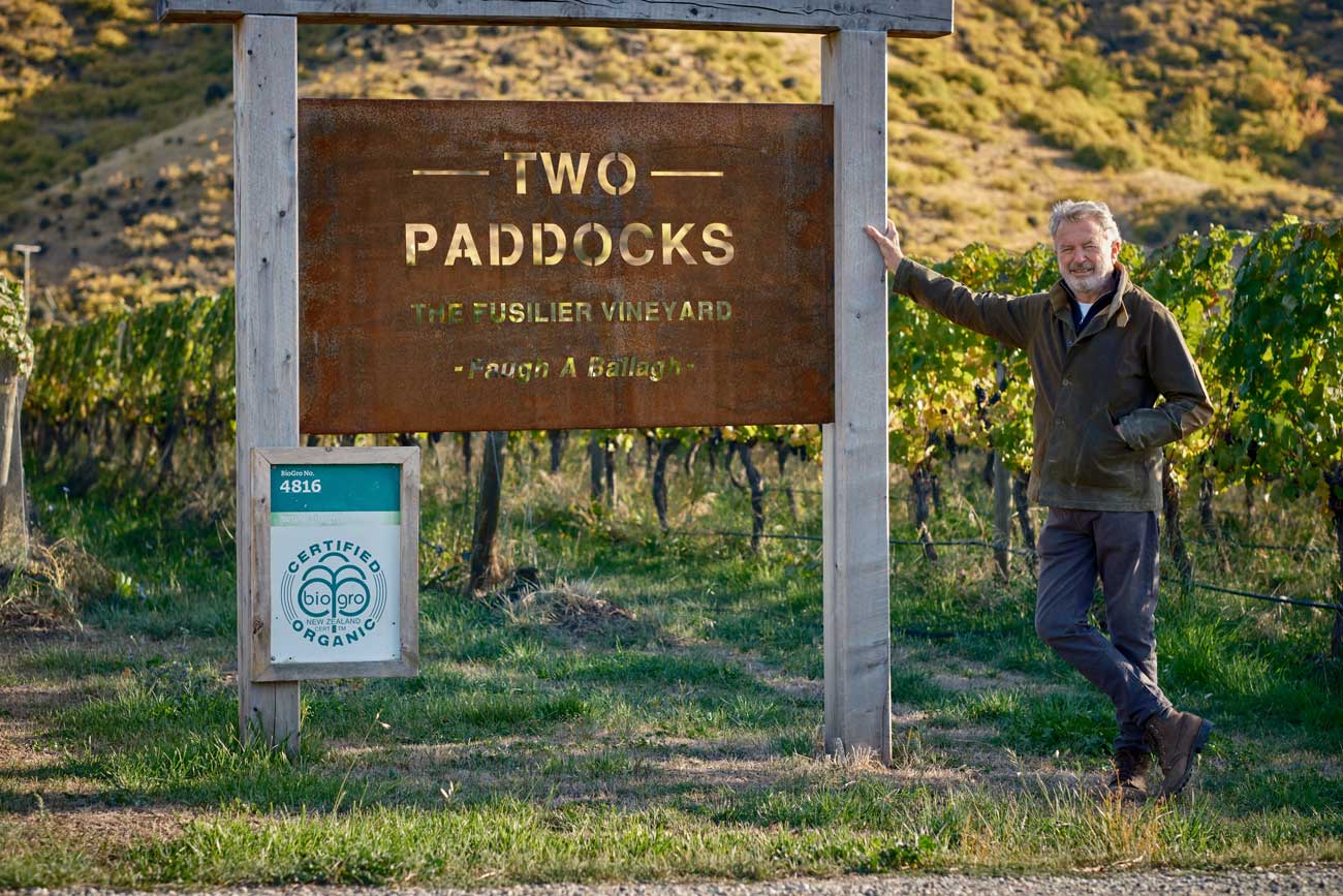 Sam Neill at Two Paddocks winery Central Otago