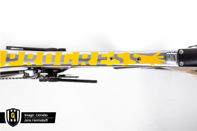 The P5 has the word progress written across the top tube