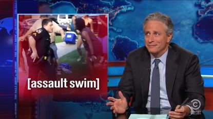 Jon Stewart and Jessica Williams look at the violent pool party bust in suburban Dallas