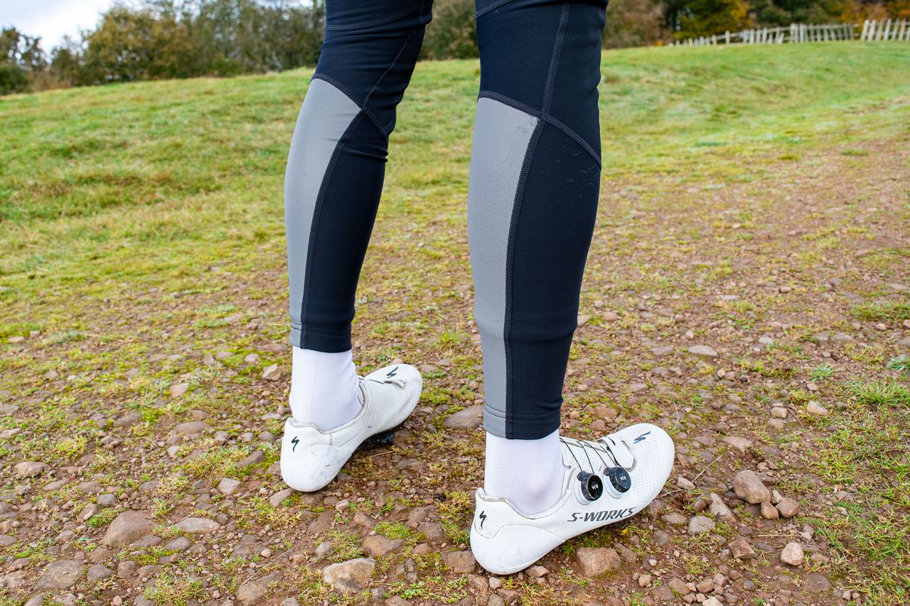 A man wearing a pair of Nalini Ergo X Warm winter bibtights