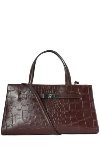 John LewisCroc Effect Leather Turn Lock Grab Bag